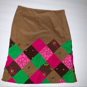 Vintage lilly Pulitzer patchwork corduroy skirt